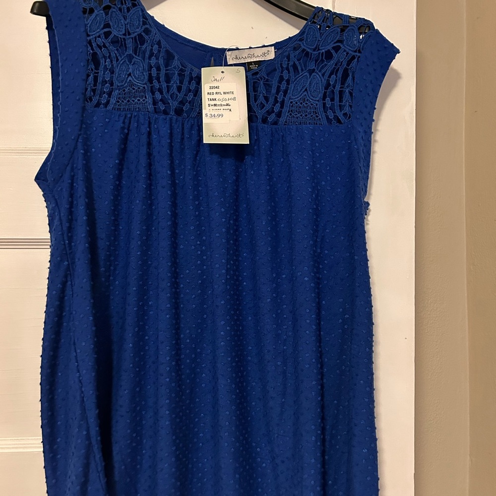 Keren Hart.  Never worn with tags.  Sleeveless royal blue top.